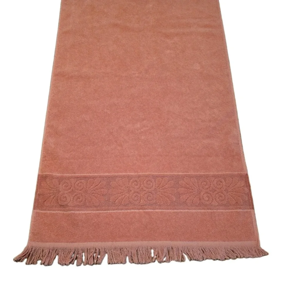 Vtg Retro Cannon Monticello Bath Towel Washcloths Pink MCM Fringe Retro 1970s